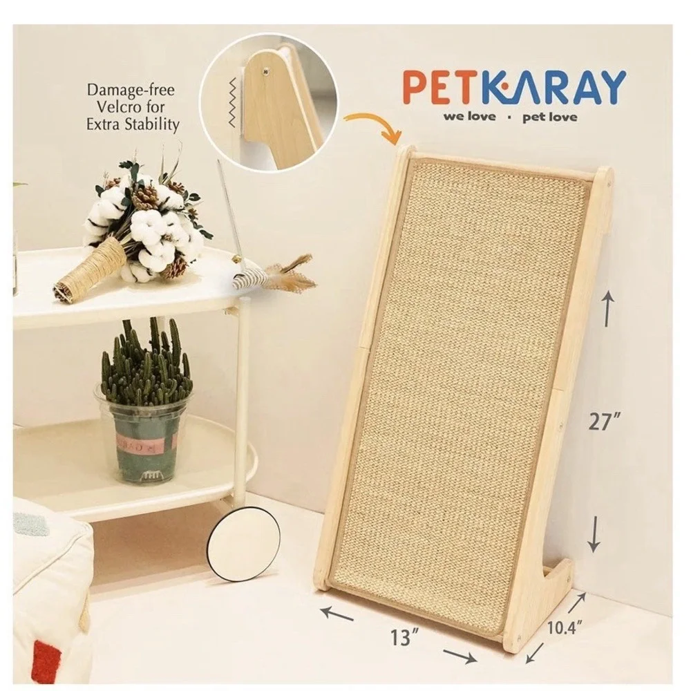 L Shape Cat Scratcher Sisal Kitty Scratching Ramp Vertical Scratch Pad Indoor